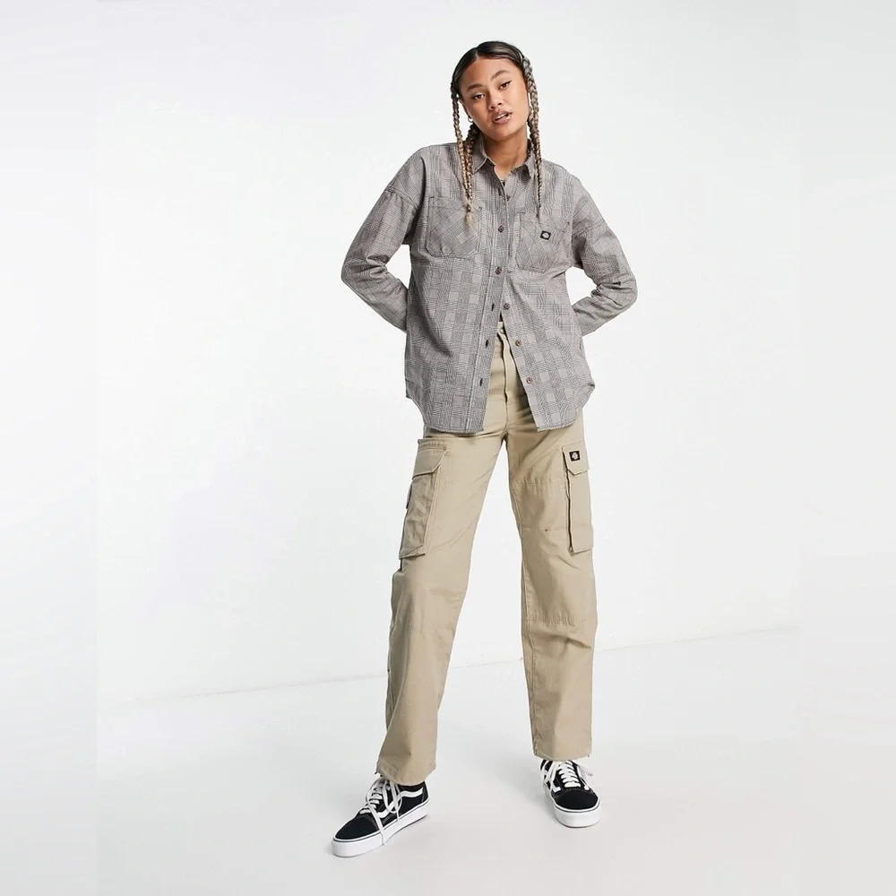 Dickies Bakerhill Shirt in Brown/White Plaid NWT Sz Small - Picture 3 of 12